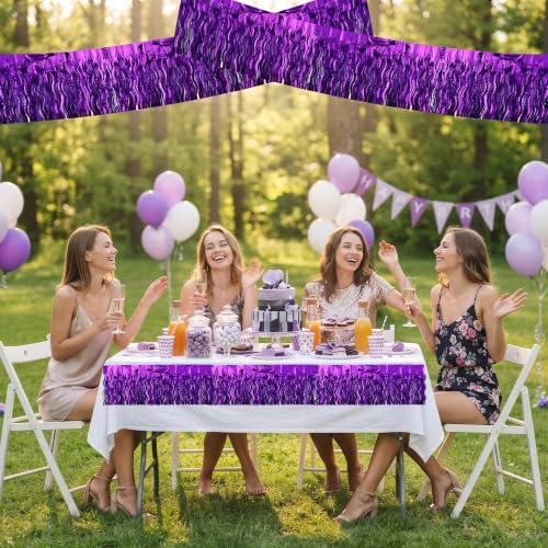 Image of BEISHIDA 3 Pack Purple Wavy Foil Fringe Garland 30ft Tinsel Wall Decor