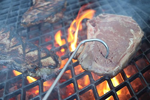 Food Flipper Turner Hooks Stainless Steel BBQ Meat Hook Cooking Barbecue Turners Hooks Grill Accessories for BBQ Steak,Tri-Tips, Patties Sausages Ribs Chicken Breast Roasts Bacon Veggies and More - Thumbnail 6