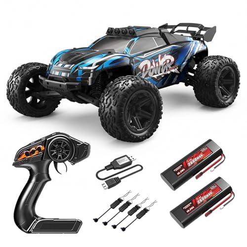 Flypear 1:8 All Terrain Off Road RC Car, 50KM/H Racing Drifting Climbing Monster Truck, 2.4Ghz Remote Control, LED Lights, 2 Rechargeable 2600mAh Batteries, Birthday