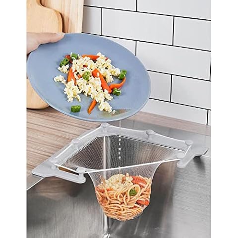 LWBTOSEE Triangle Drainage Rack Kitchen Sink Leftovers Filter Hanging Net Drain Basket Kitchen Anti-Blocking Cover