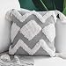 blue page Square Decorative Throw Pillow Covers for Couch Sofa Bedroom Living Room, Woven Tufted Boho Cushion Cover, Modern Large Pillow Cases with Tassels (20X20 inch, White Grey)