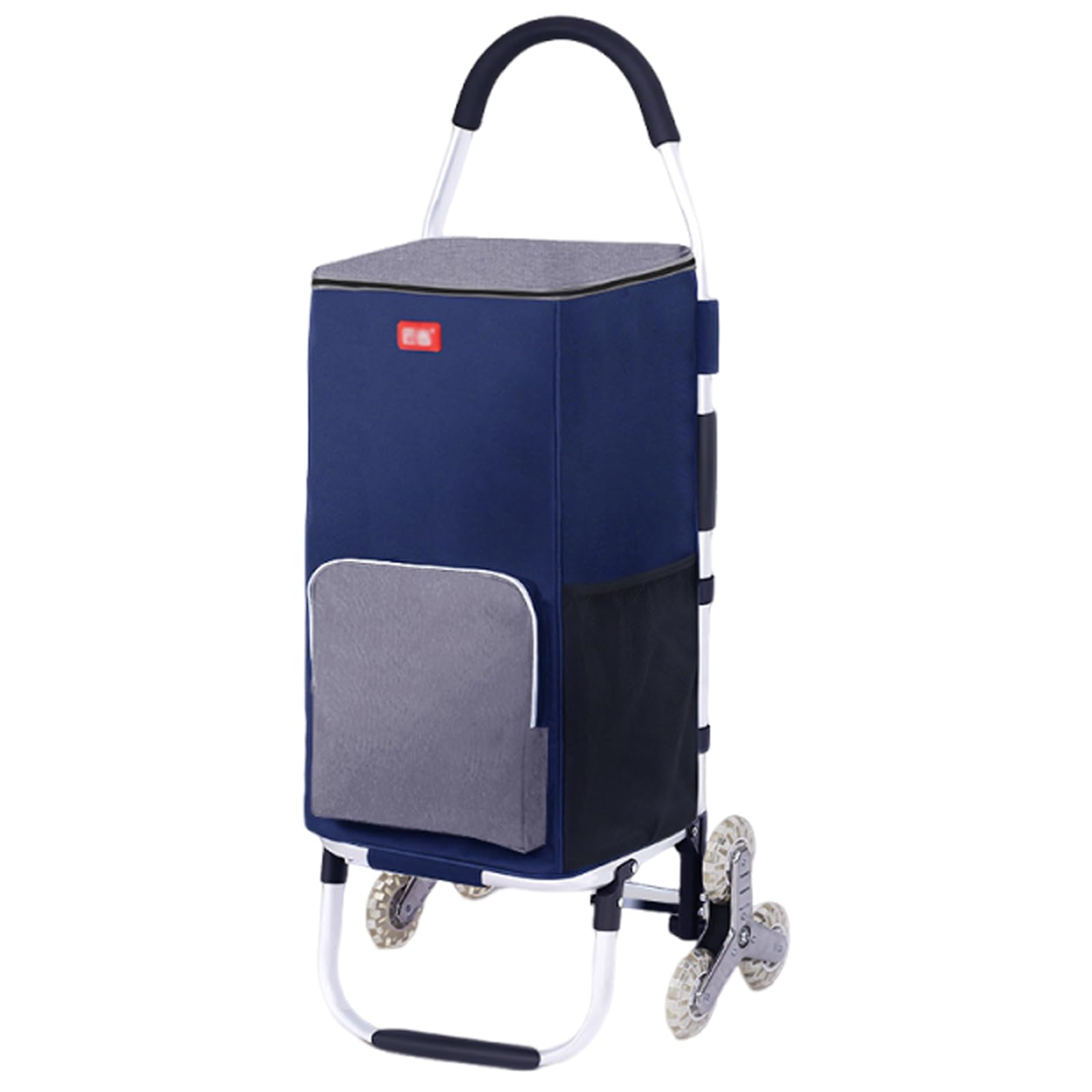 Einkaufstrolley mit Kühlfach und Sackkarren-Funktion - 50 L - Faltbarer Einkaufswagen mit Treppensteiger - abnehmbare Tasche - Klappbar - Max. Belastbarkeit 50 kg (Blue)