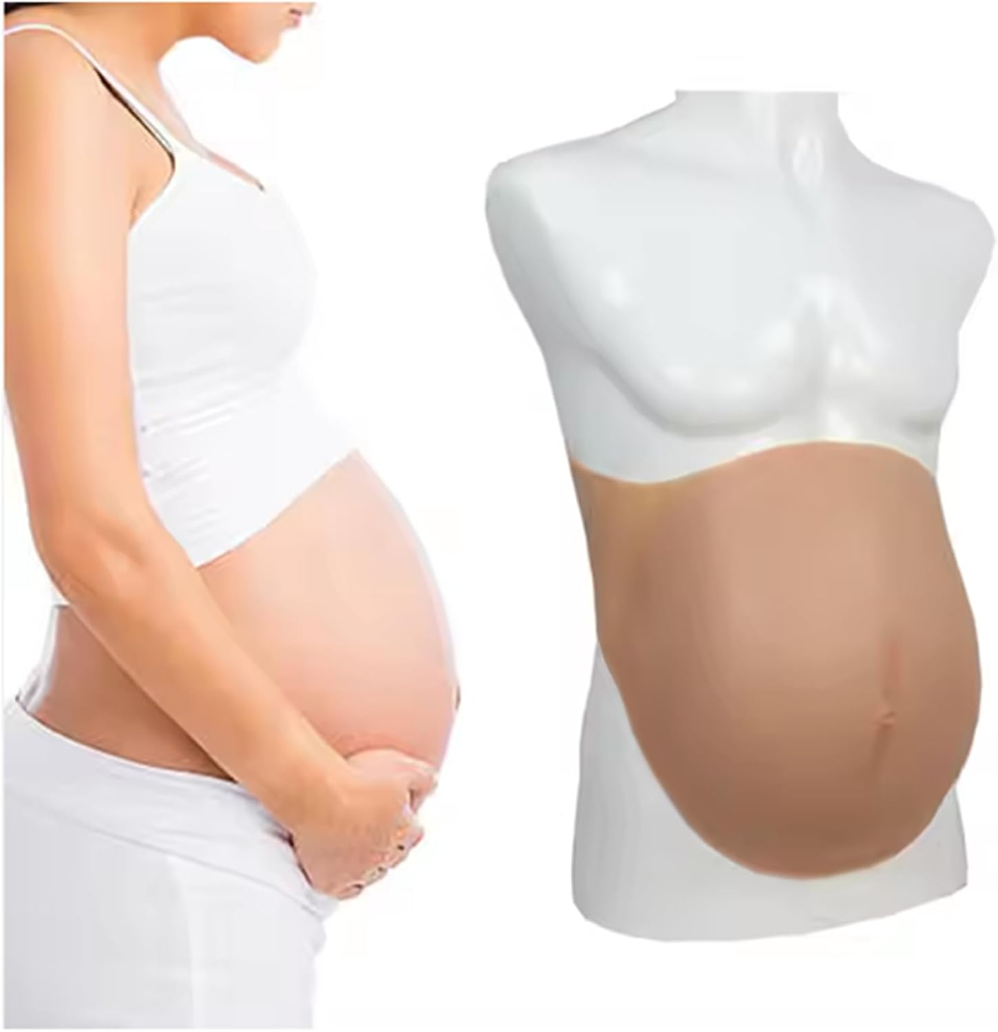 Full Silicone Pregnant Belly False Adult Baby Bump Soft Skin Touch Lightweight Fake Baby Bump for Performance Maternity