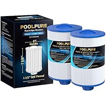 POOLPURE PWW50P3 Spa Filter Replacement for Unicel 6CH-940, 817-0050, Filbur FC-0359, 25252, 378902, 03FIL1400, 45 sq.ft Screw in Hot Tub Filter, 1 1/2" Coarse Thread, L x OD7 5/8"x 6" 2 Pack