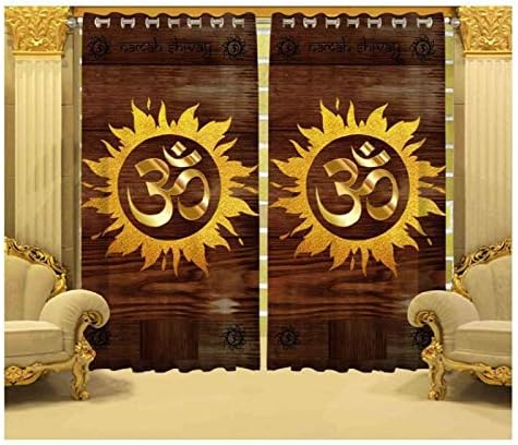Indian Craft Decorative Polyester 3D Printed Curtain with Eyelet Ring for Door (7 ft, Royal Blue)