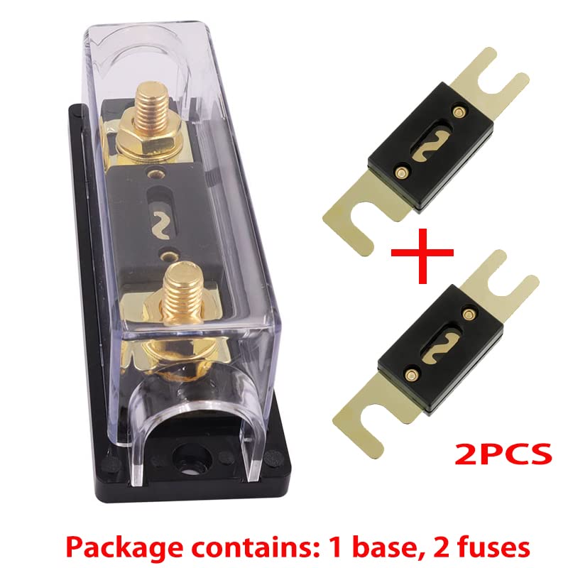 Miniatura 5 de Fusible de 200 amperios, fusible ANL, fusible de audio para automóvil, mega soporte de fusible para cable de calibre 02468, contiene 2 fusibles de