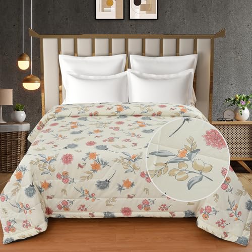 Image of FRESH FROM LOOM Microfiber All Seasons Collection Micro Fiber Comforter | Dohar | Quit | Single Bed | Double Weaved | Washable | Hypoallergenic Skin Friendly (Pastel-Cream | 60x90 in, Single Bed)