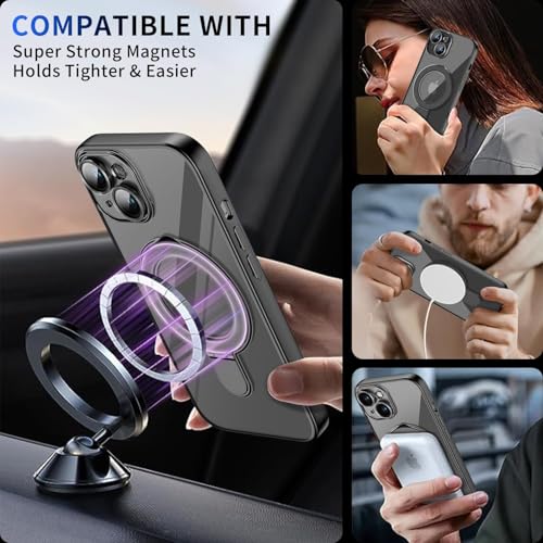 Image of Magnetic for iPhone 14 Case with Invisible Stand[Compatible with MagSafe][Full Camera Lens Protector][Military Drop Protection] Shockproof Not Yellowing Clear Slim Soft for Women Men