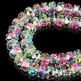 DIQIO 10mm Sparkle Rondelle Crystal Beads for Jewelry Making - Spacer Faceted Beads for Bracelets(57-60pcs, Sunny Pink)