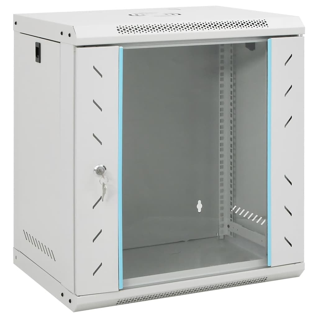 vidaXL Coffret de réseau Mural 12U 19" IP20 53x40x60 cm, Coffret de réseau Mural, Armoire de données, Support de réseau