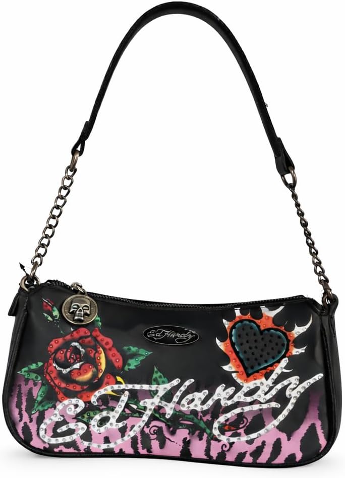 ED HARDY Women's Shoulder Crossbody Bag (Midnight Rose)