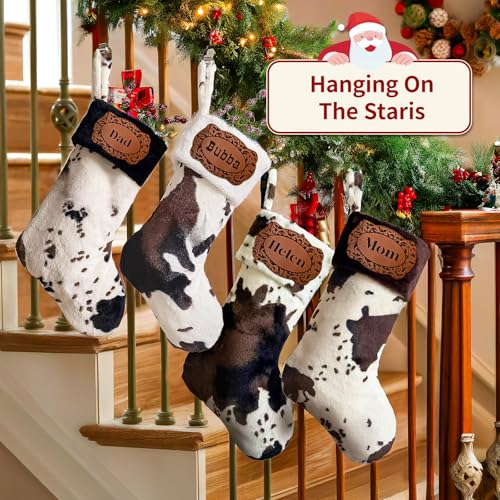 Chaussette de Noël imprimé vache cowboy décor de cheminée de ferme - 8