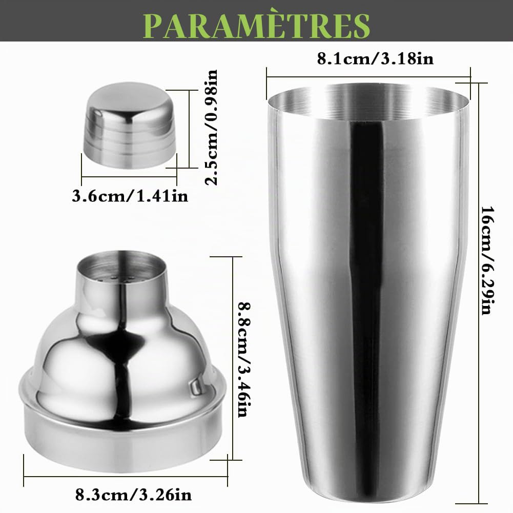 Shaker à cocktail 750 ml acier inoxydable avec passoire intégrée