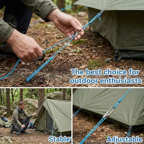 6 Pack Rope with Roller Tensioner for Easy and Secure Tying,2026 New Heavy Duty Retractable Buckle Rope with Accessory Cord for Camping Boating Home Storage Outdoor Use - 4