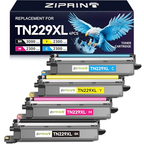 Image of ZIPRINT TN229XL Toner Cartridges 4 Pack TN229 MFC-l3780CDW 3720CDW Toner | Compatible with Brother MFC-L3780CDW L3720CDW HL-L3280CDW L3220CDW L3300CDW L3295CDW Printer (Black Cyan Magenta Yellow)
