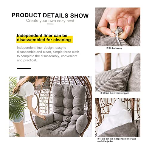 DZKJ Auflage für Hängeschaukel Abnehmbare Swing Chair Kissen Auswechselbar Sitzkissen für Hängesessel Outdoor Verdicken Hängendes Ei Stuhlkissen für Hinterhof-Balkon(nur Kissen) – Bild 3