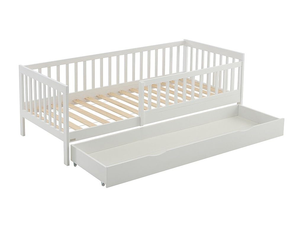 Vente-unique - Cama 90 x 190 cm con cajón - Pin y MDF - Blanco - PROVIATI - para niños