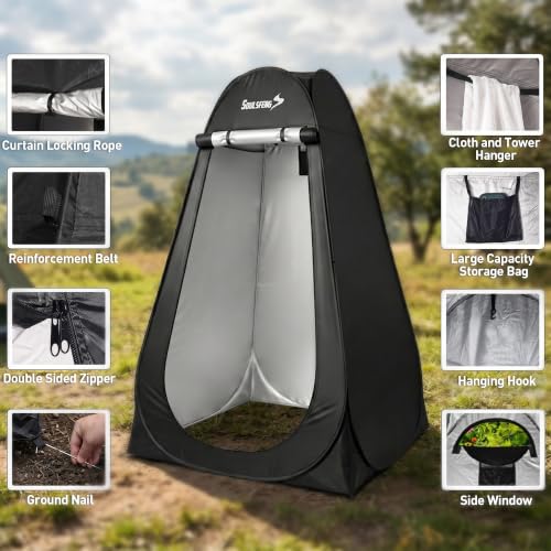 Tienda de campaña portátil para camping, refugio de privacidad pop-up 3.9x3.9x6.2 pies, ducha instantánea y vestidor para playas, senderismo, pesca o uso de emergencia impermeable miniatura 2