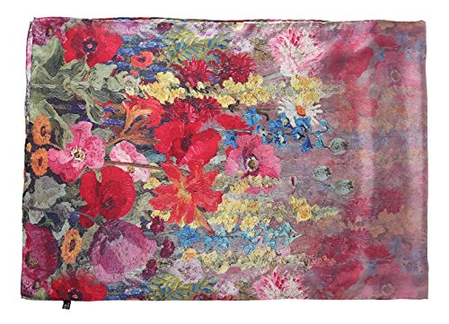 Yangtzestore Long 100% Silk Scarf 67" X 20" Digitally Printed Floral Print (Red Poppy) #TOP1
