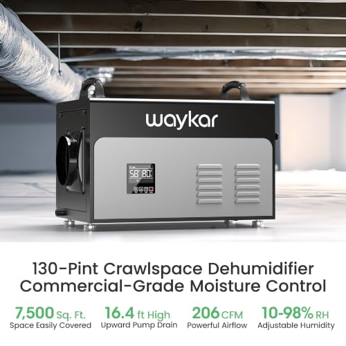 Image of Waykar 130 Pint Dehumidifier with Pump for Basement, Commercial