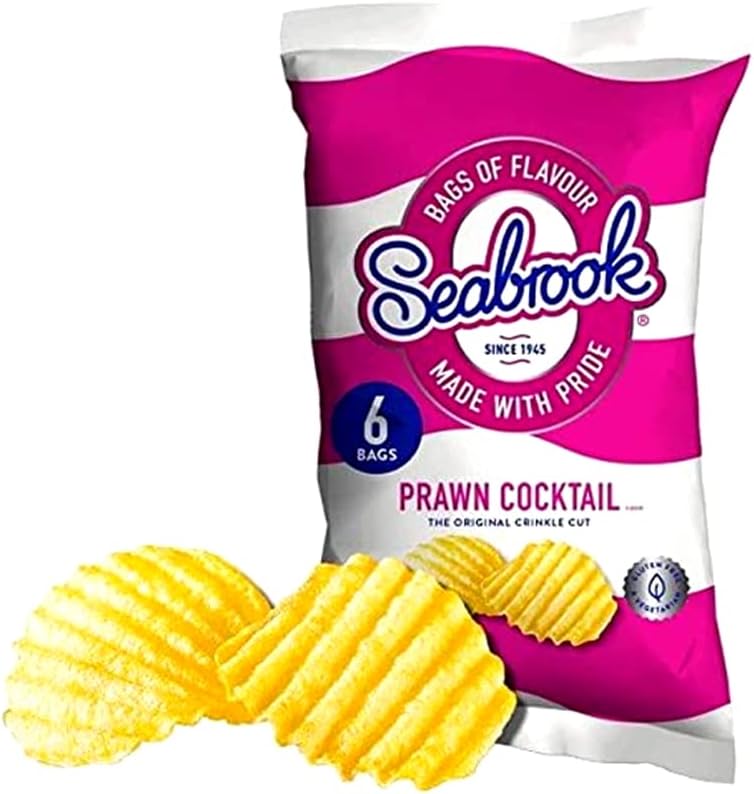 VSTARChips Crisps Bags Collections - Deliciously light & Crispy Chips Bags (Seabrook Prawn Cocktail (6 x 25g), 2 Packs)