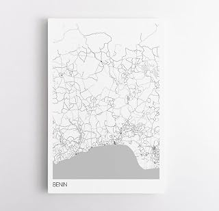 MG Global Colored Hanging Canvas of Benin Africa 4 | 8x12 12x18 16x24 20x30 24x36 Minimalist City Wall Art | Minimal Hometown Artwork Print for Gift | Minimalism Home Office Decor