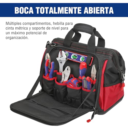 Miniatura 5 de Workpro Bolsa De Herramientas 42 X 25 X 34 Cm, Bolsa De Herramientas Con Carga Máxima 18-30kg, Respaldo Rígido Resistente Al Agua, Correa Ancha Ajustable Para El Hombro, Cremallera Flexible