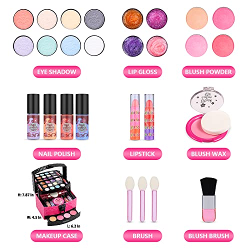 Kids Makeup Kit for Girl Toys, Washable & Non-Toxic, Real Makeup Girl Toys, Makeup Set for Girls, Easy to Storage and Portable, Birthday Gift for Kids Age 3-12