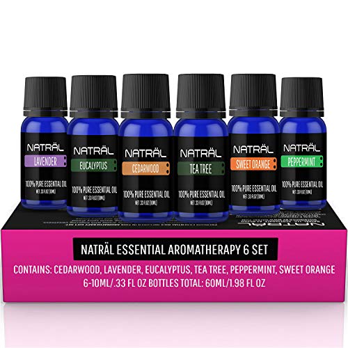 NATRÄL Essential Aromatherapy Set of 6, 100% Pure and Natural Essential Oil, 6/10ml Bottles