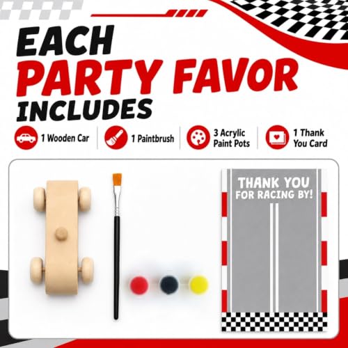 12 Pack Race Car Party Favors, DIY Paint Your Own Wooden Car Kits for Kids by Moltby - Used condition - Image 2