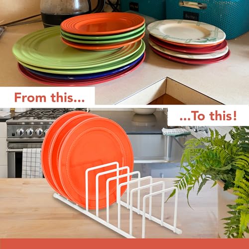 Image of Spectrum Euro Cutting Board Holder Stand for Countertop or Inside Kitchen Cabinet Organization Matte White, 8 Slot Cutting Board Drying Rack or Cabinet Plate Bakeware Storage Organizer