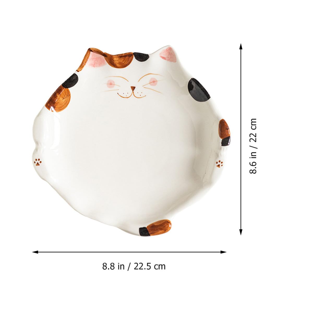 Healeved Piatti in Ceramica a Forma di Gatto Bianco Robusti e Sicuri per Antipasti e Dessert, per Famiglia e Feste Design Semplice e Delicato