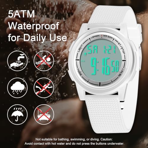 Image of HANPOSH Mens Digital Watch Ultra Thin Minimalist Sports Waterproof Outdoor LED Screen Large Face Wrist Watches for Men with Back Light Alarm Date Stopwatch