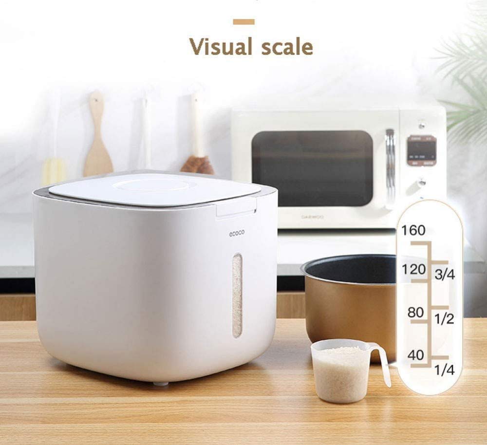 Distributeur De Riz En Bois, Récipient De Stockage De Riz En Bois Avec Tasse à Mesurer, Stockage D'aliments Secs, Boîte De Récipient De Riz à Céréales, Seau Scellé Avec Couvercle For La