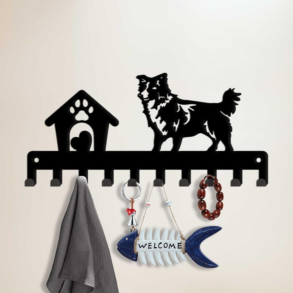 SUPERDANT Shepherd Dog Key Holder Dog House Key Hooks Animal Decorative 10 Hooks Metal Key Rack Key Hanger Wall Mount Home Storage Hooks Entryway Key Hooks for Dog Leash Door - Image 2