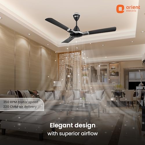 Image of Orient Electric 1200 mm Mozart ceiling fan| Designer fan with seamless ring to trim design | Anti-rust Aluminium blades| Decorative Inlay Mould Design | 5-years warranty | Minimalist Geometric Black