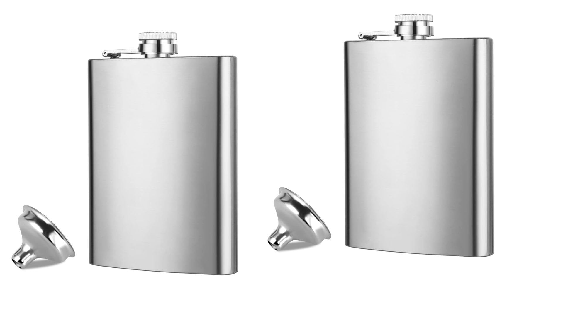 Zoov Stainless Steel Hip Flask with Funnel, Alcohol Drinks Wine Whiskey Holder Bottle 250ml (2 Pcs Hip Flask with Funnel)