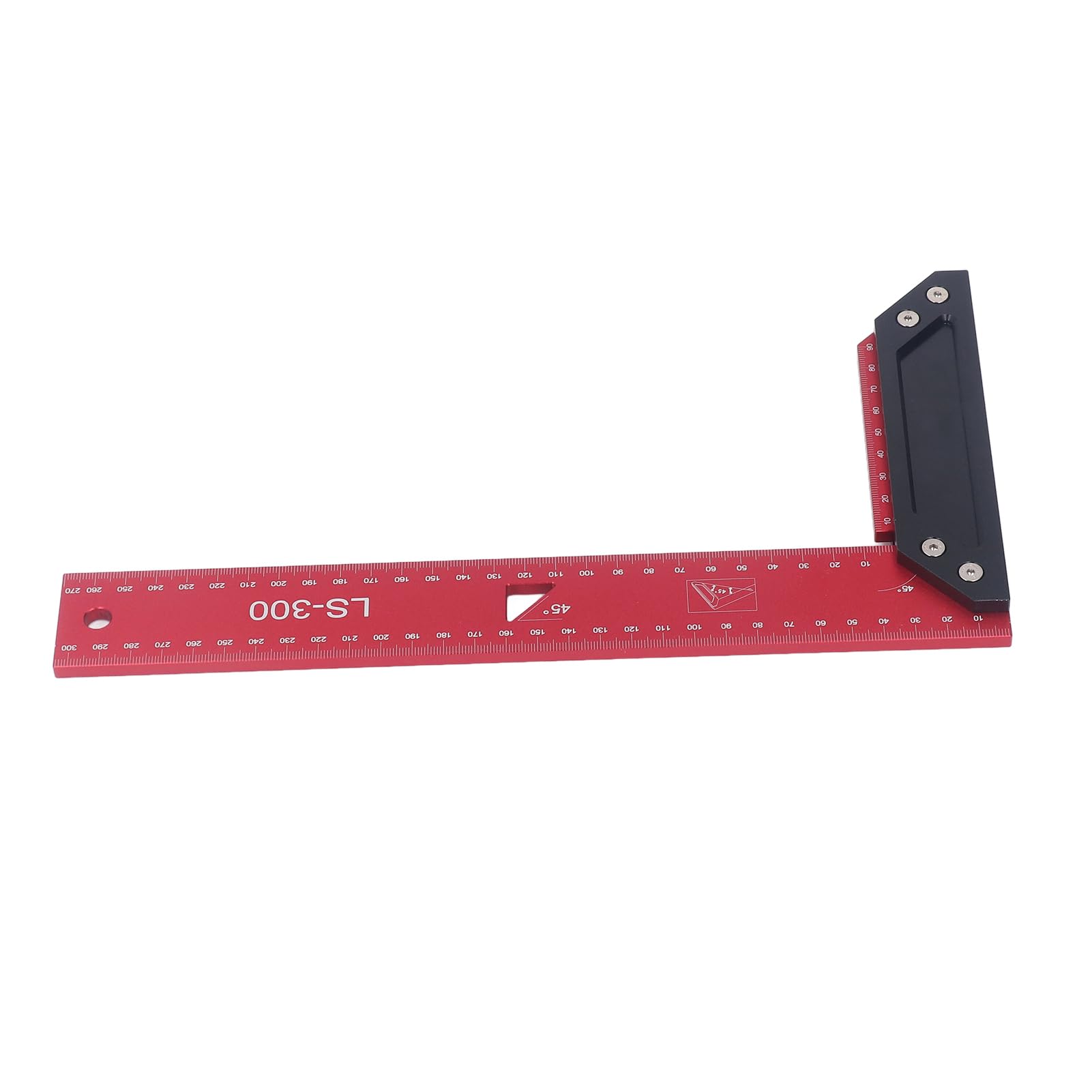 Regla de trazado para carpintería, regla de aluminio en forma de L para carpinteros, herramienta de medición precisa de doble ángulo de 45° con llave hexagonal para trabajos de