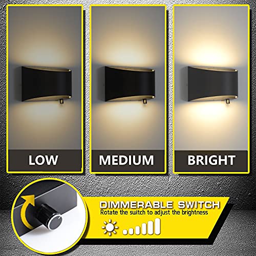 Image of Indoor Dimmable Wall Sconces with Dimmable Switch, Modern LED Sconces Wall Lighting Aluminum Up and Down Wall Lights for Living Room Bedroom Hallway