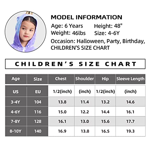 Ikali Fleece Unicorn Onesie For Girls, One-Piece Hooded Rainbow Unicorn Costume Animal Jumpsuit, Kids Boys Toddlers Halloween Christmas Birthday Party Cosplay Dress-Up Set #TOP6