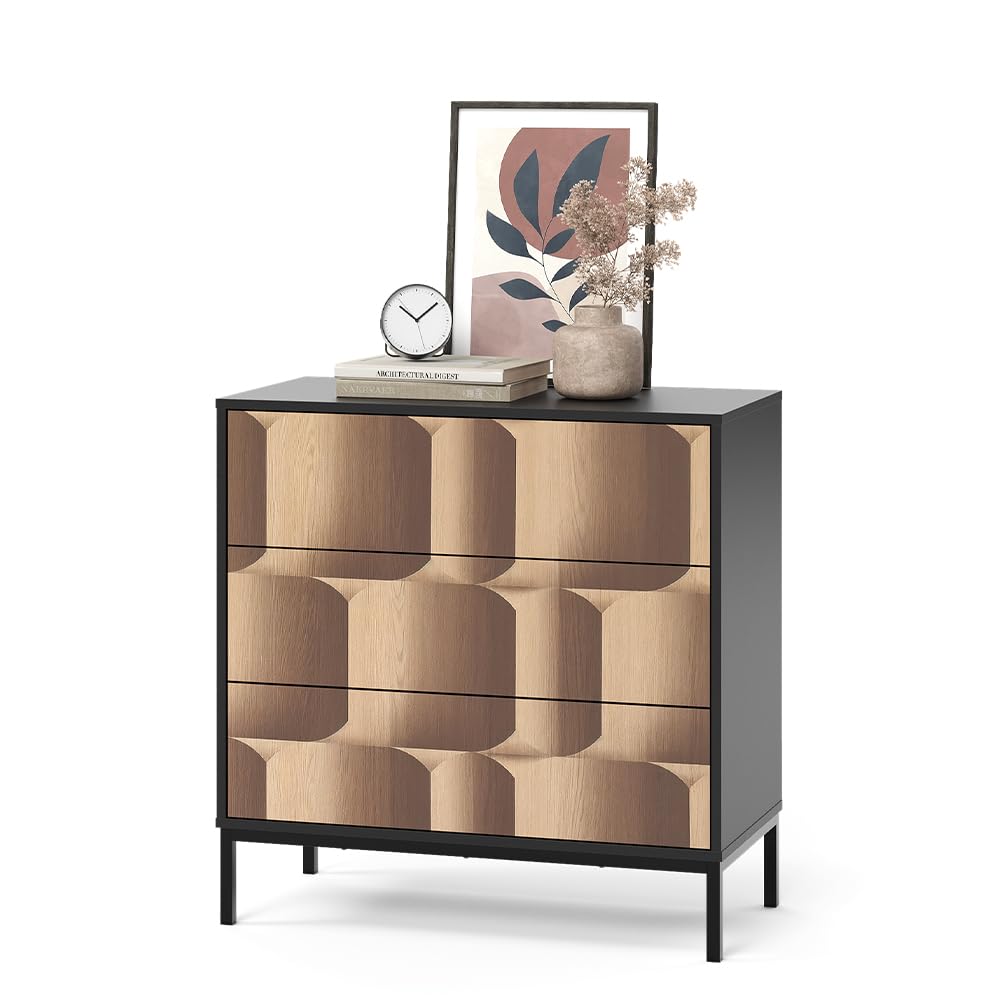 Vicco Commode Eliza, Noir/chêne, 80x81.2cm