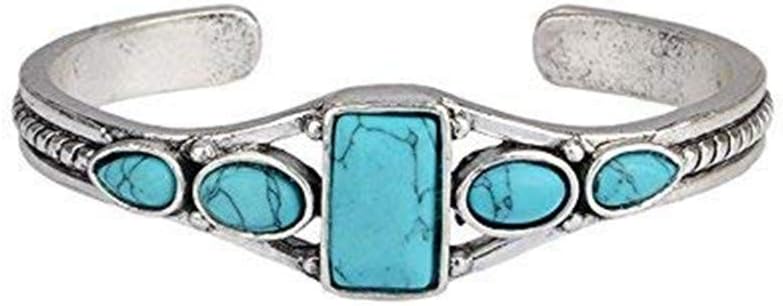 ZittopZittop Saengthong Jewelry Vintage Lady Cuff Fashion Women Bracelet Adjustable Bangle Turquoise