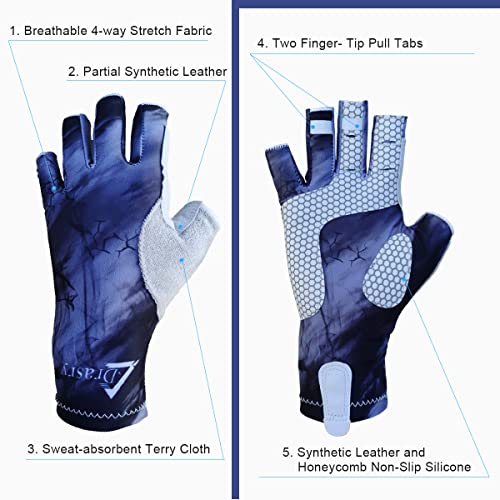 Drasry Uv Protection Fishing Fingerless Gloves Men Women Upf 50+ Spf Gloves For Fishing Kayak Paddling Hiking Sailing Rowing Sun Gloves Gray-Black M #TOP1