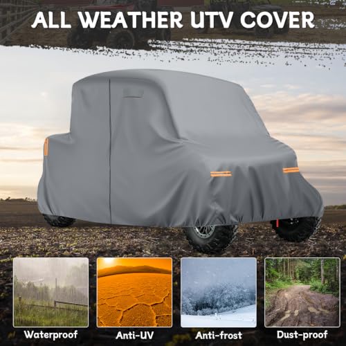 Image of Waterproof UTV Cover Compatible with Yamaha Wolverine RMAX2 /RMAX4 | 6 Layers Outdoor Cover with Cotton Liner, Air Vents, Door Zipper and Windproof Buckles for Rain Snow Dust Protection
