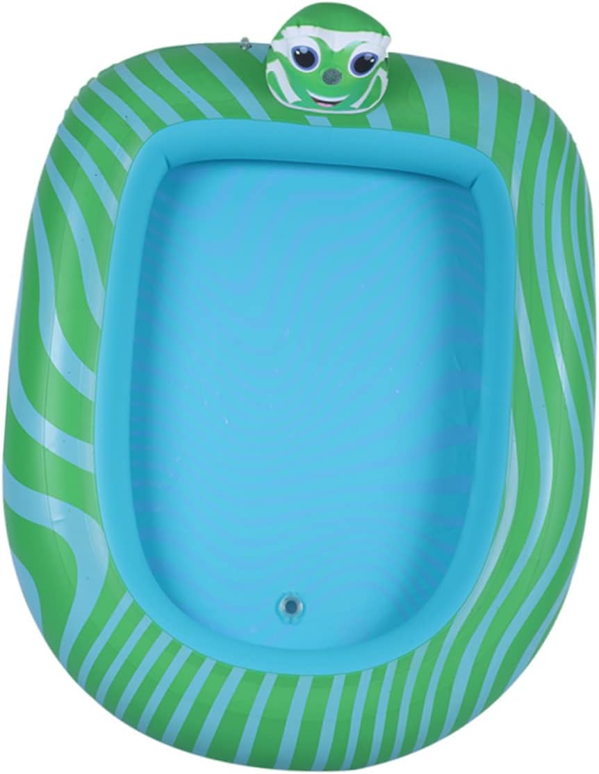 Inflatable Thickened Play Pool with Fountain Sprinkler PVC Swimming Pool for Backyard Lawn Indoor Outdoor Fun Cooling Splash Pad for Boys and Frog Pattern Small