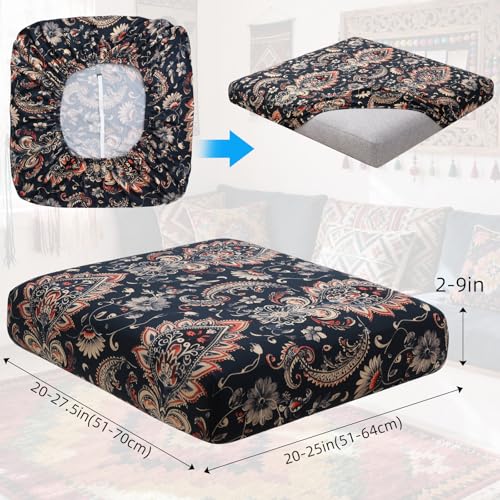 Image of YISUN Sofa Couch Cushion Covers, Stretch Printed Couch Seat Slipcover, Soft Couch Cover for Dogs, Washable Non-Slip Furniture Protector for Sectional Armchair Loveseat (Navy Blue, 2 piece)