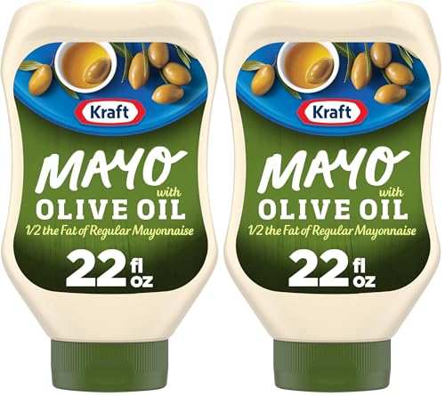 Image of Kraft Mayo with Olive Oil Reduced Fat Mayonnaise - Rich and Flavorful Condiment for Sandwiches, Dips, and Dressings, Made w /Cage-Free Eggs, 22 fl oz Bottle (Pack of 2)