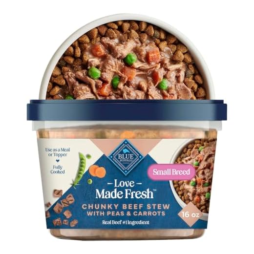 Blue Buffalo Love Made Fresh Natural Adult Dog Food for Small Breed Adult Dogs, Refrigerated, Chunky Beef Stew with Carrots and Peas, Fresh Dog Food, Ready-to-Serve, 1-lb Tub