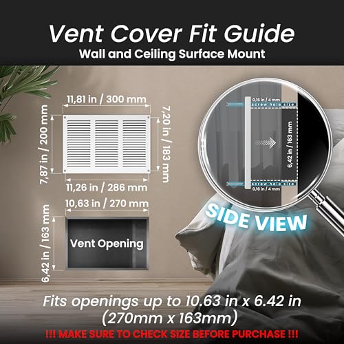 Repa Market 12x8 Inch Air Vent Cover, White Galvanized Steel Louvered Grill Cover with Mesh Screen, Wall or Ceiling Vent, Durable Flush Mount HVAC Register for Indoor and Outdoor Ventilation by Repa Market - Used condition - Image 2