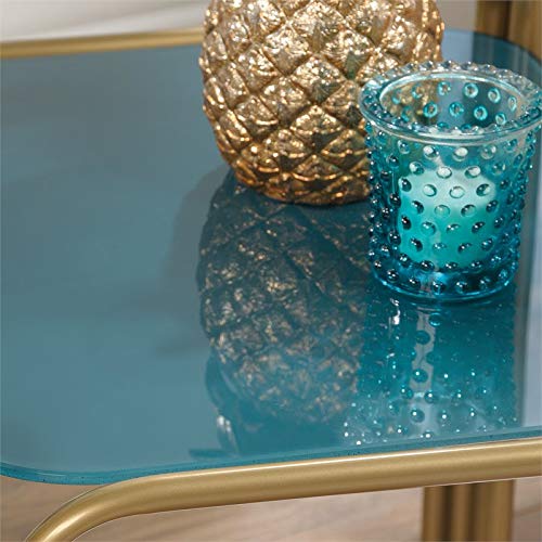 Sauder Coral Cape End Table, L: 15.98" X W: 14.09" X H: 24.21", Satin Gold Finish #TOP6